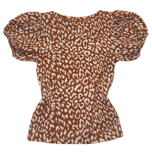 FREE PEOPLE women's no type leopard print puff sleeve tee, S. - Picture 2 of 4